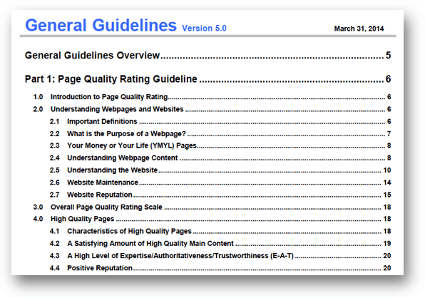 General Guidelines Version 5.0の目次