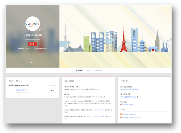 Google JapanのGoogle+ページ