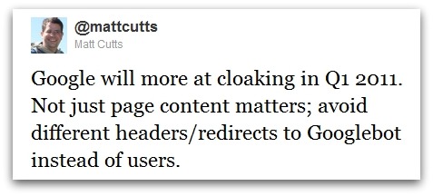 Tweet of Matt Cutts