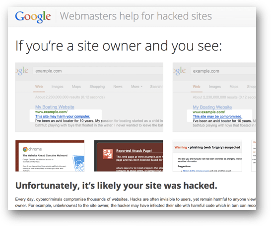 Webmasters help for hacked sitesのスクリーンショット