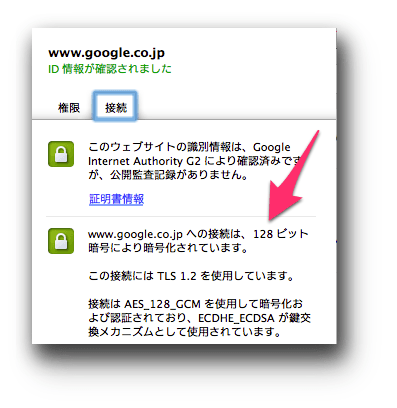 Google.co.jpは128ビットで暗号化