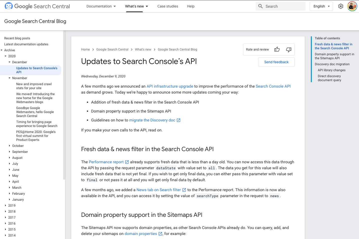 Updates to Search Console’s API