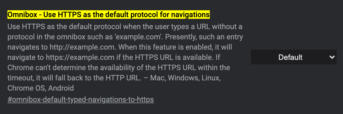 Omnibox - Use HTTPS as the default protocol for navigations
