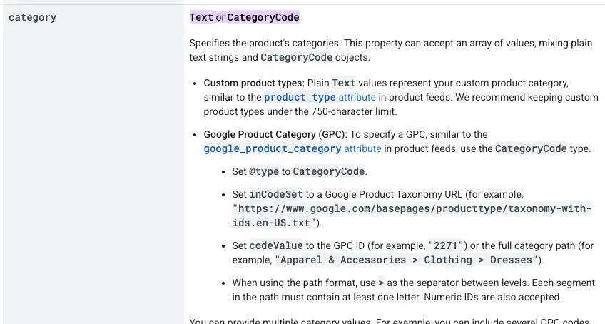 Text or CategoryCode