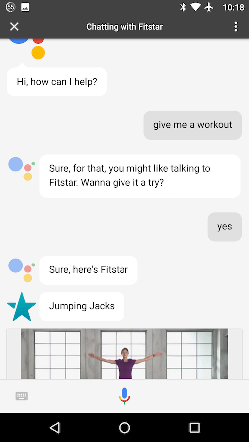 Give me a workout で Fitstar を Google Assistant が提案
