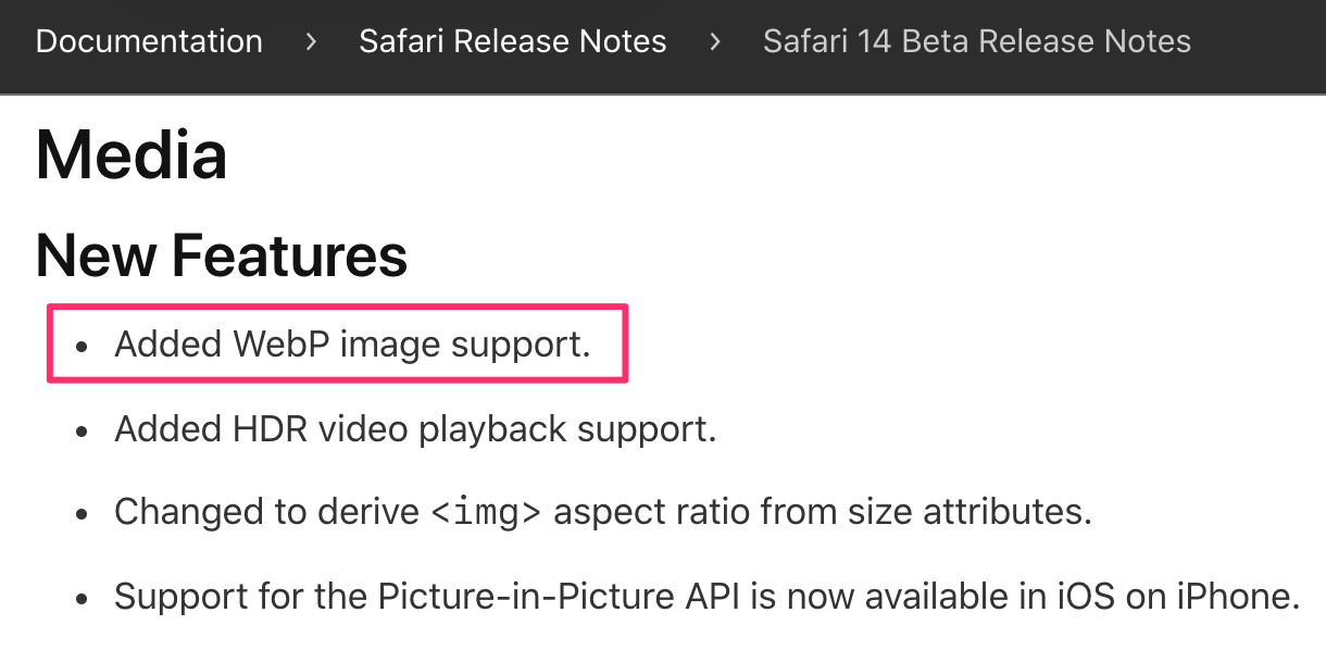 safari webp support