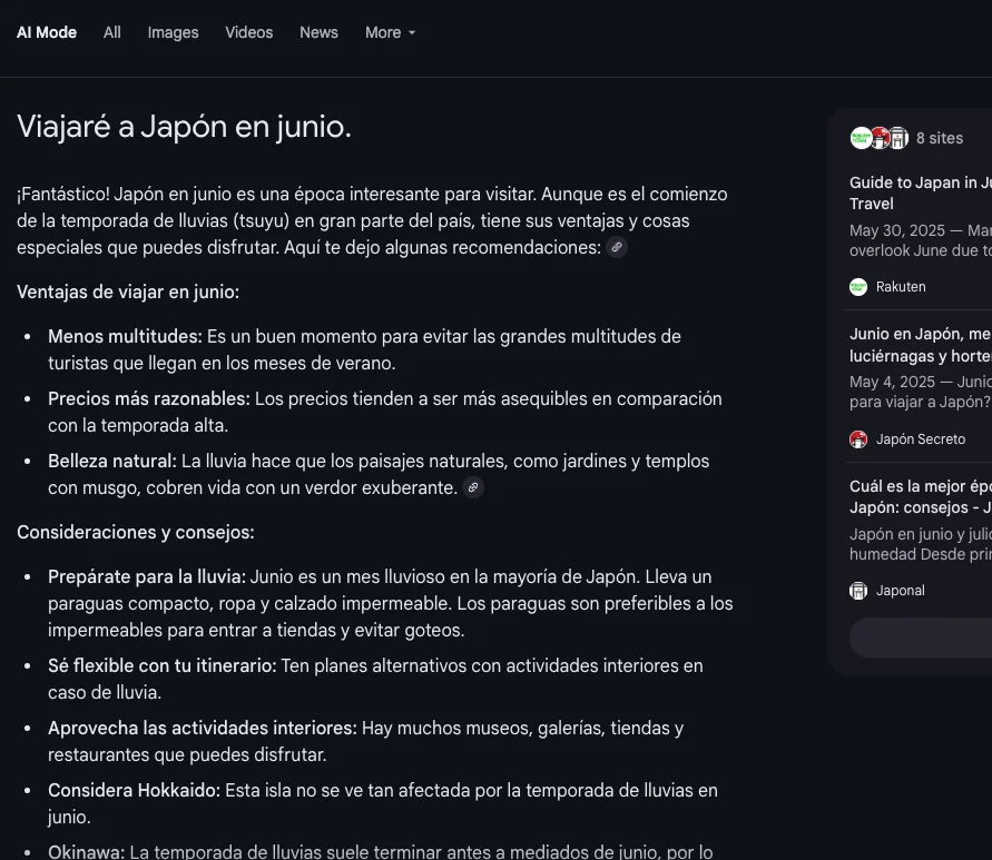 スペイン語で AI Mode