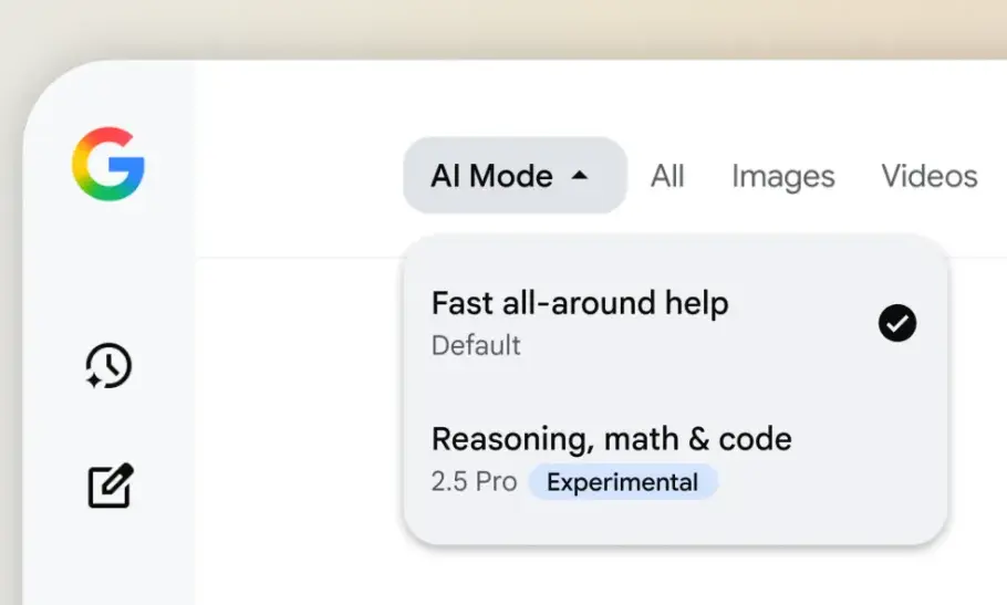 Switch between AI mode and Gemini