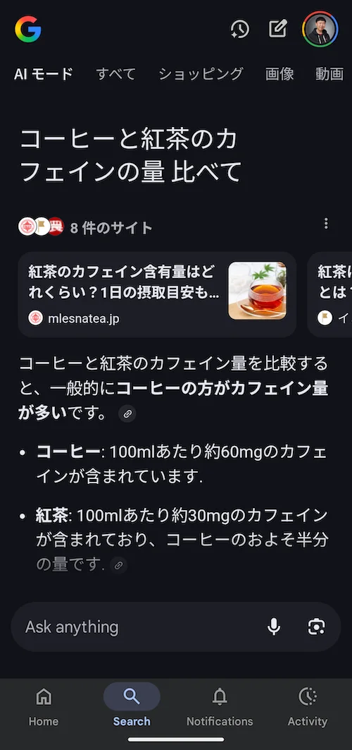 日本語の AI Mode