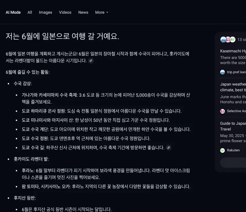 韓国語で AI Mode