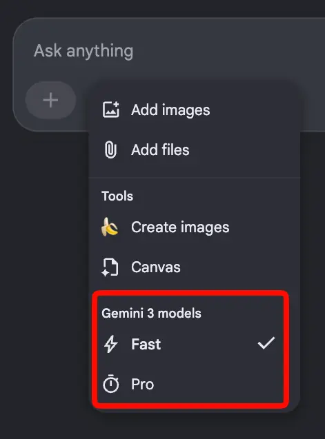 AI Mode モデル選択
