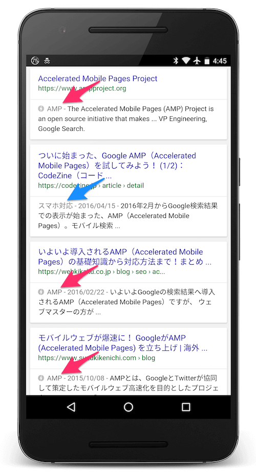 AMPページとスマホ対応ページが混在