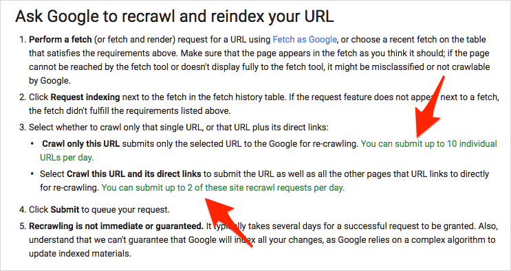 (New) Ask Google to recrawl and reindex your URL