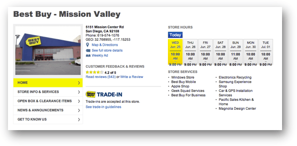 Best Buy Mission Valley店のページ