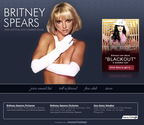 britneyspears.comのホームページ