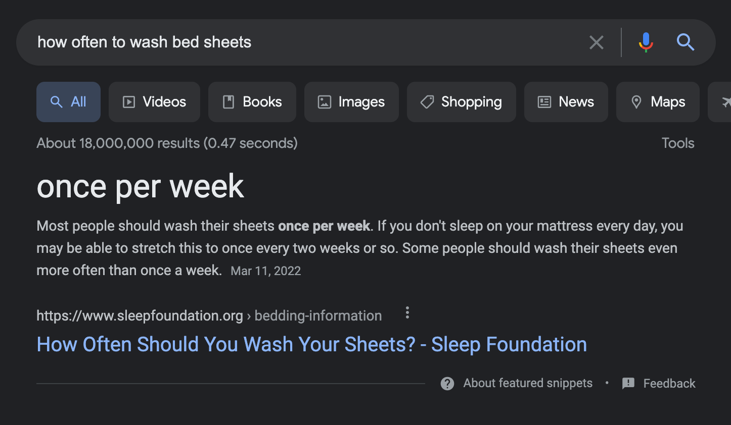 how often to wash bed sheets の強調スニペット