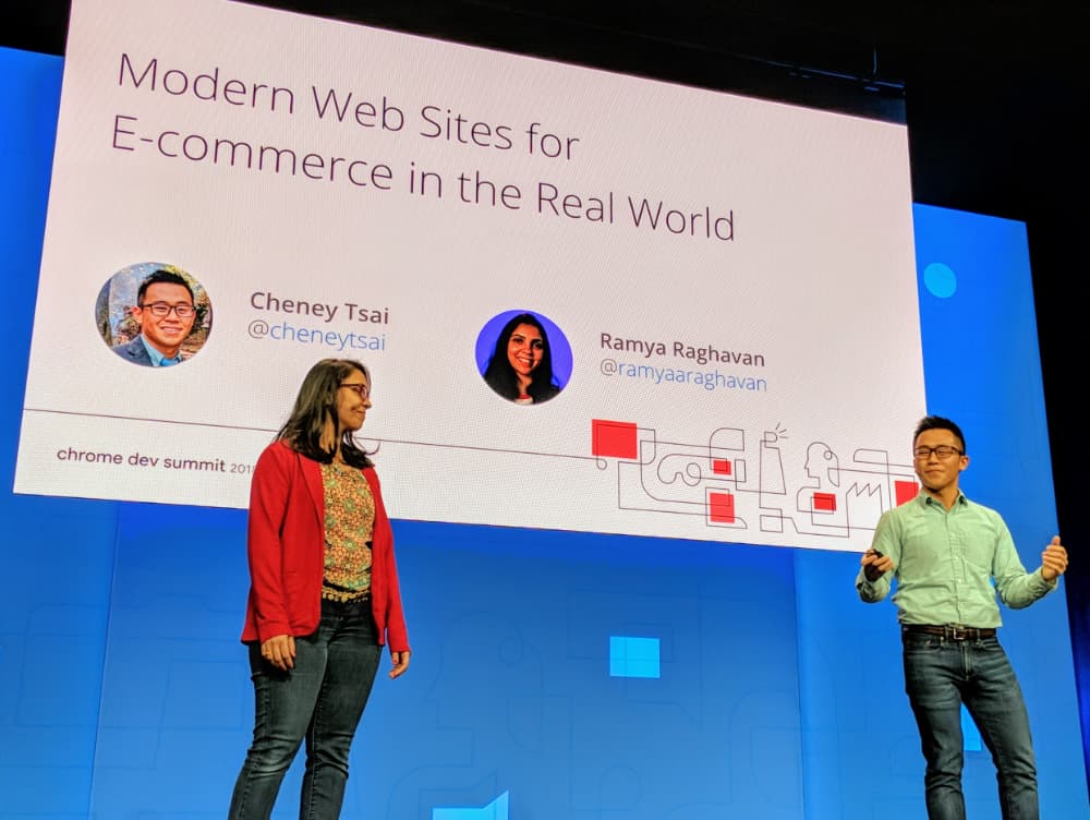 Cheney Tai and Ramya Raghavan talking at Chrome Dev Summit 2018