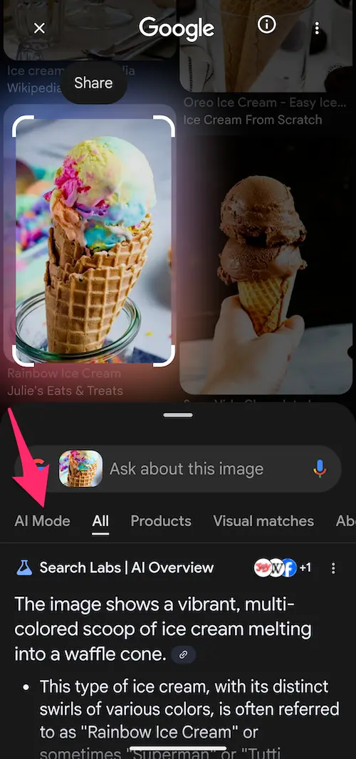 Circle to search から AI Mode