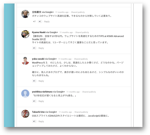 WordPressのコメント欄に表示されたGoogle+のコメント