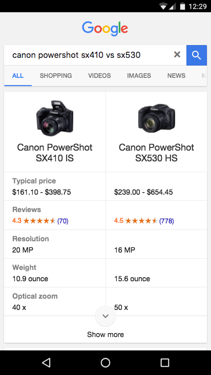 canon powershot comparison