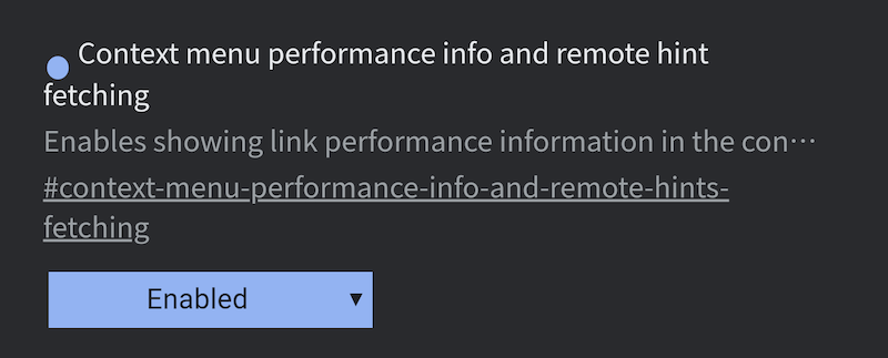 Context menu performance info and remote hint fetching