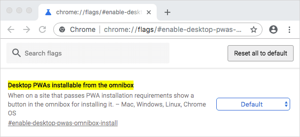 Desktop PWAs installable from the omnibox