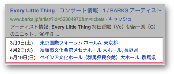 イベントのリッチスニペット