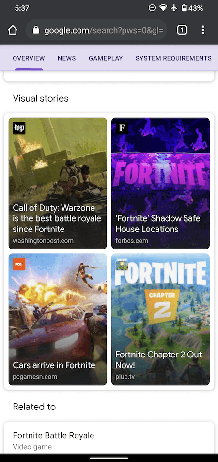 Fornite の Web ストーリー