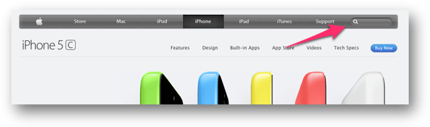 Apple公式サイトのグローバル検索ボックス