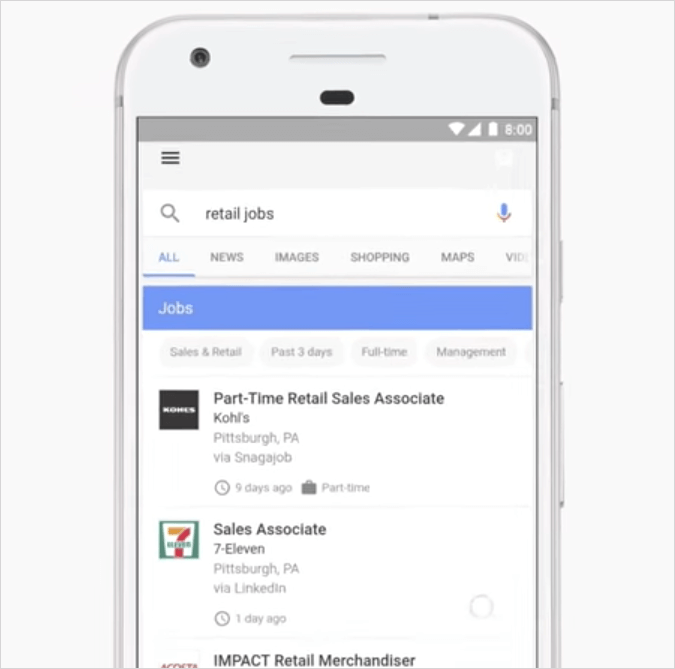 Google for Jobsの検索結果