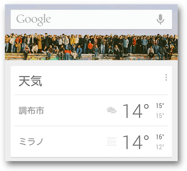 Google Nowの天気予報