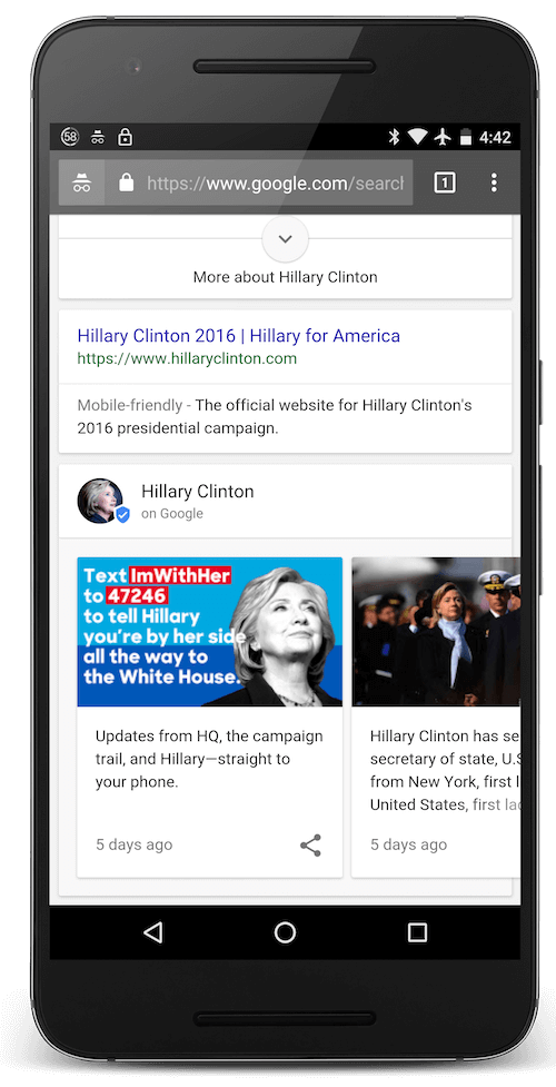 Hillary ClintonのGoogle Posts