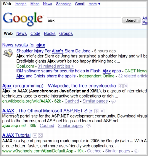 ajaxで検索したSERP