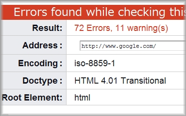 グーグルのホームページのHTML文法をチェック