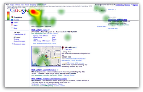 Googleインスタント検索のヒートマップ