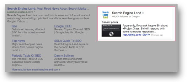検索結果に表示されたSearch Engine LandのGoogle+ページ