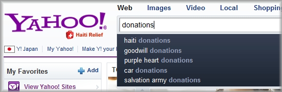 Suggestion to donations on Yahoo!