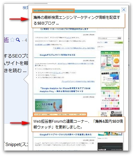 インスタントプレビューでハイライトされたテキスト