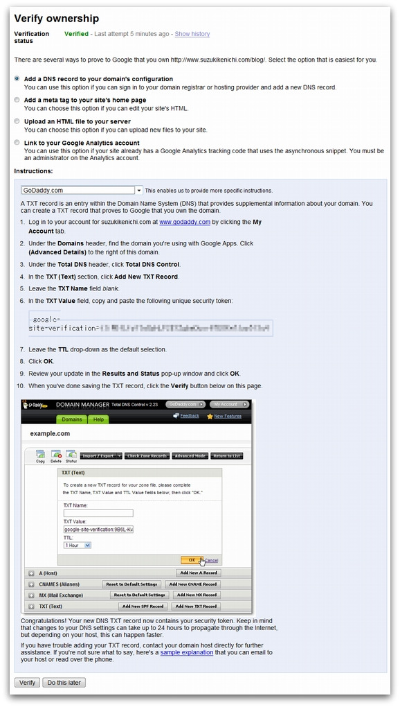 Instruction of how to add dns record