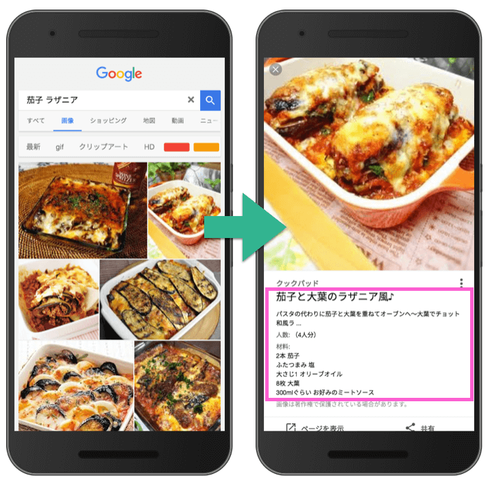 レシピの画像検索 リッチ結果