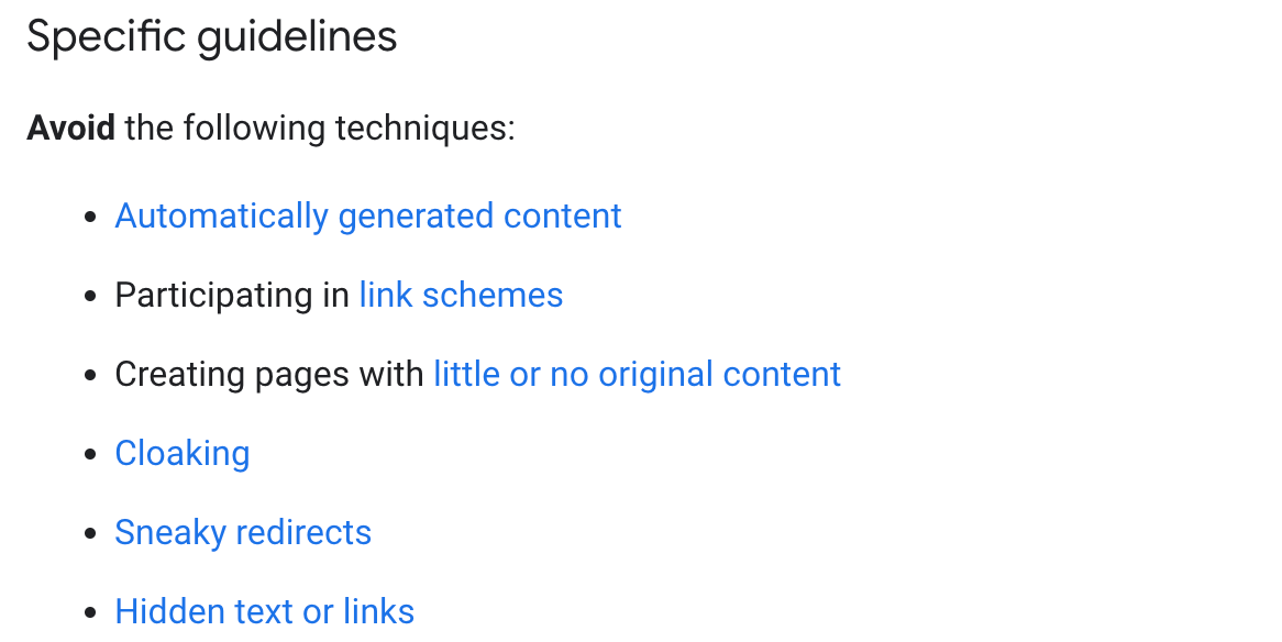 Automatically generated content intended to manipulate search rankings