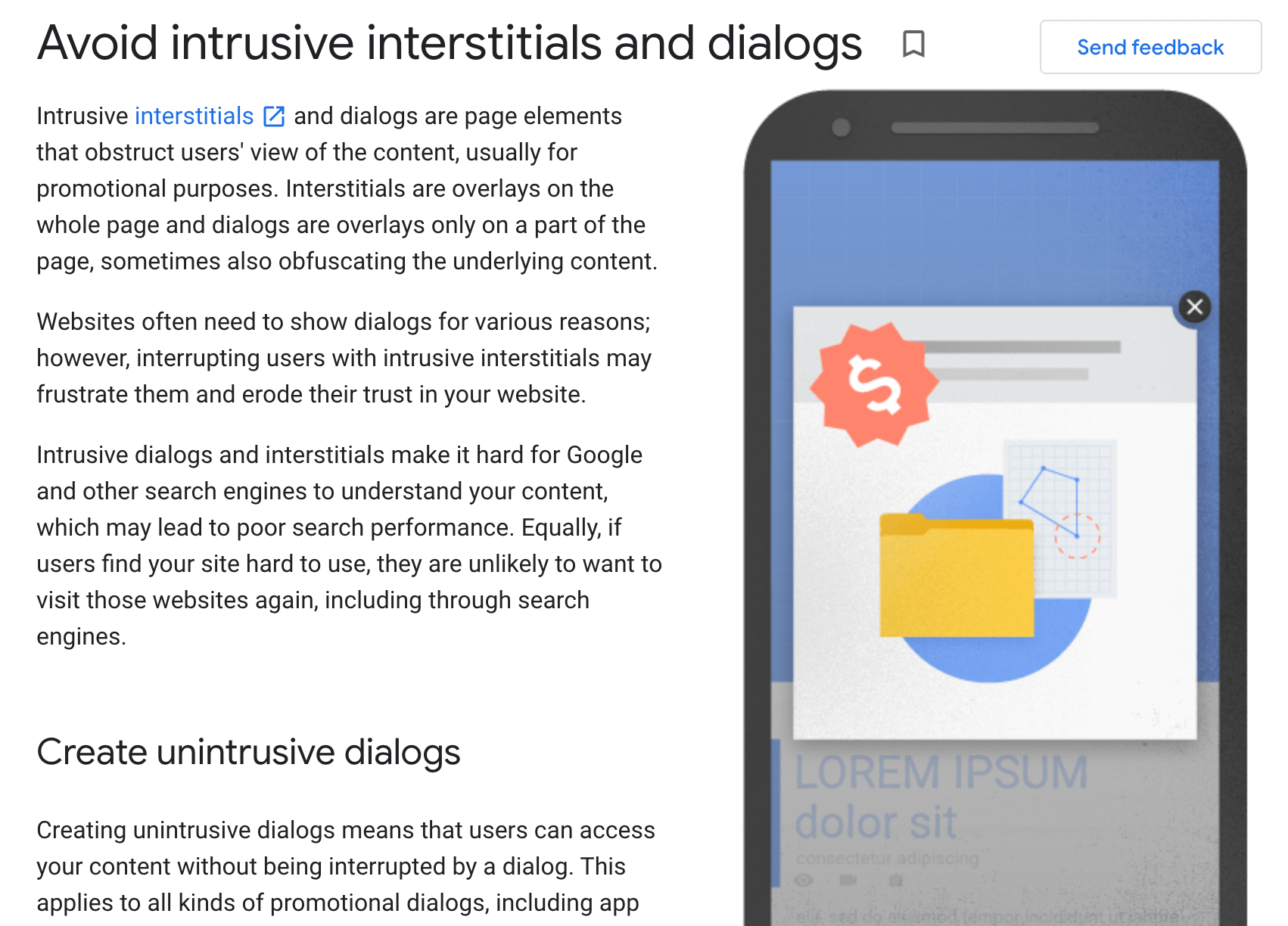 Avoid intrusive interstitials and dialogs