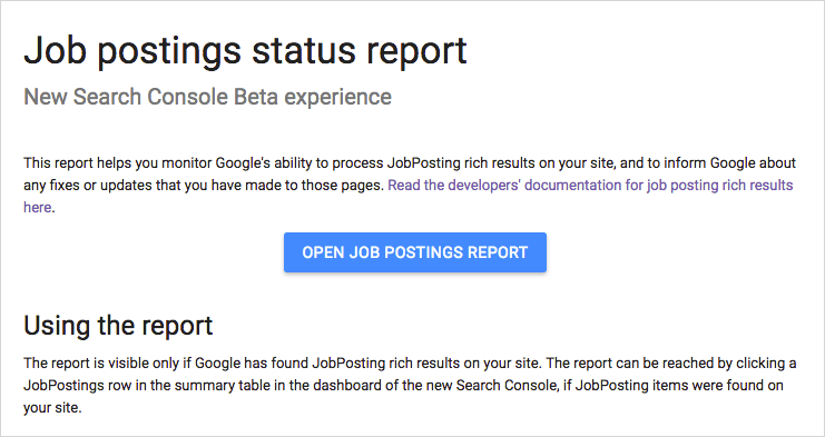 Job postings status report