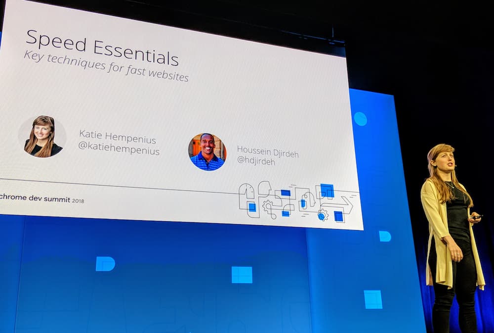 Kate Hempenius talking at Chrome Dev Summit 2018