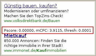 検索結果に表示されたアドワーズのスコア１