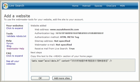 Live Search Webmaster Tools