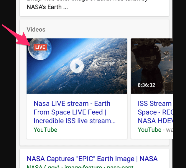 NASA のライブ配信