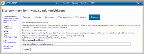 Live Seach Webmaster Tools Sitemap