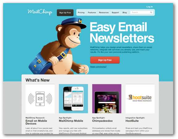 MailChimpのホームページ