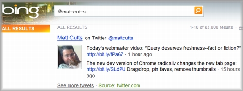 Bingで@mattcuttsを検索